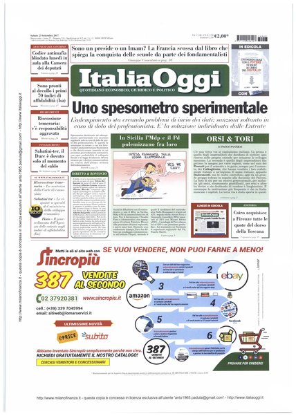 Italia oggi : quotidiano di economia finanza e politica